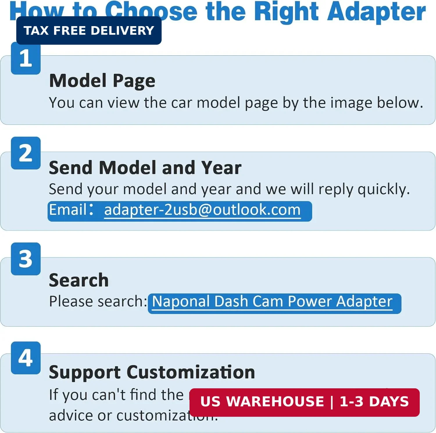 GPS Dash Cam Power Adapter, (10Pin Type H Connector)Mirror Camera Radar Charger