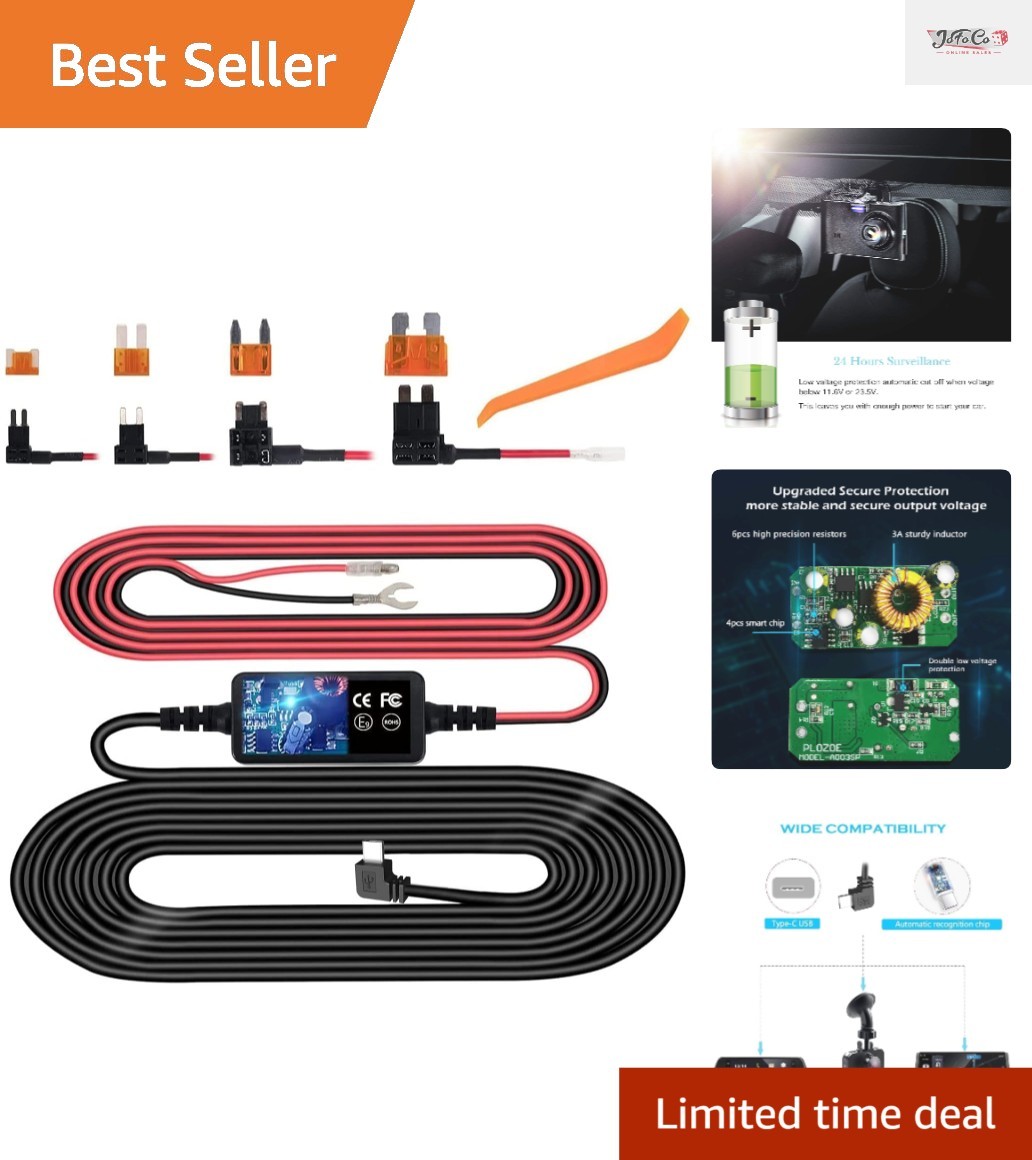 Ultimate Dash Cam Hardwire Kit – USB C Setup for Reliable 24-Hour Surveillance