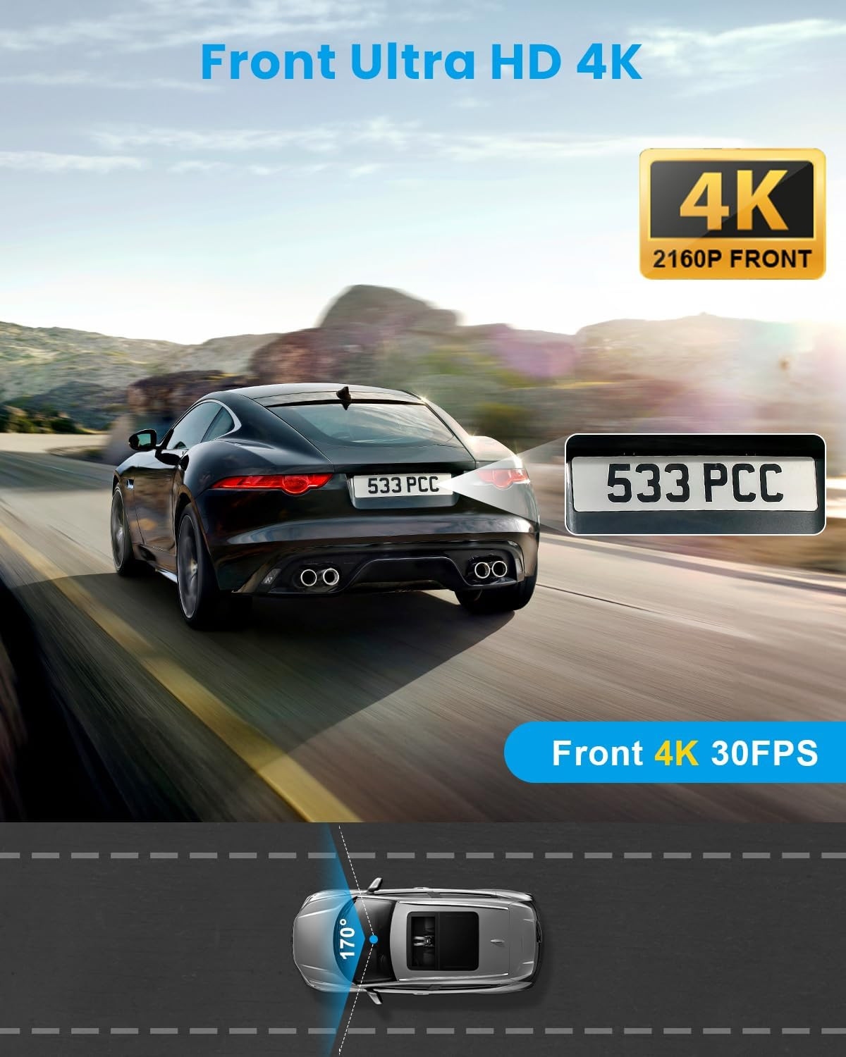 Dash Cam 4K Front, Ultra HD Dash Camera for Cars, 1.47”IPS Screen Mini Car Came