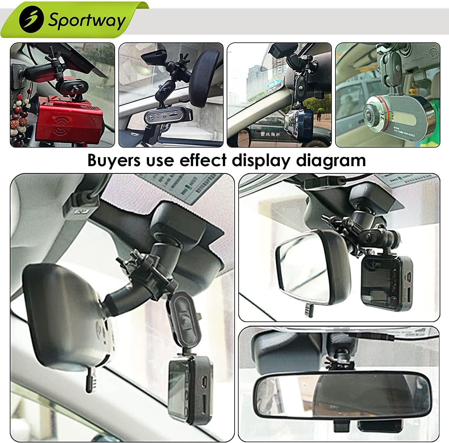 Sportway S70 Dash Cam Mount, Mirror Dash Camera Mount Holder with 6pcs Joints…