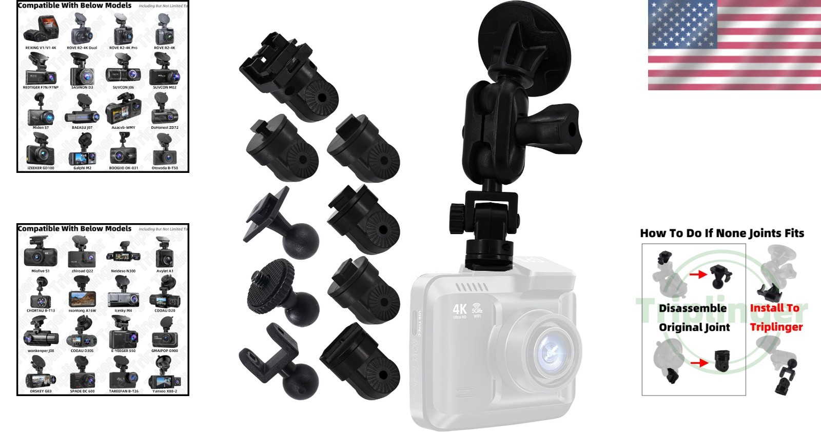 Water-Resistant Adhesive Dash Cam Mount – Ultimate Flexibility for Safe Driving