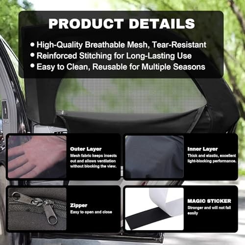 Car Window Shades – Upgrade Double Mesh Car Side Cover – Rear Window – 2pcs