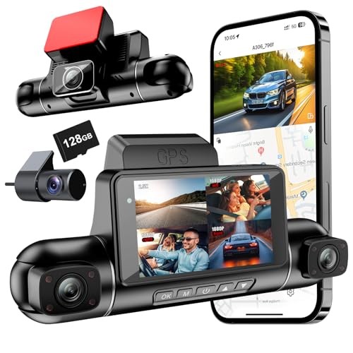 360°Dash Cam, 2.5K+1080P Front & Rear Camera, Built-in G