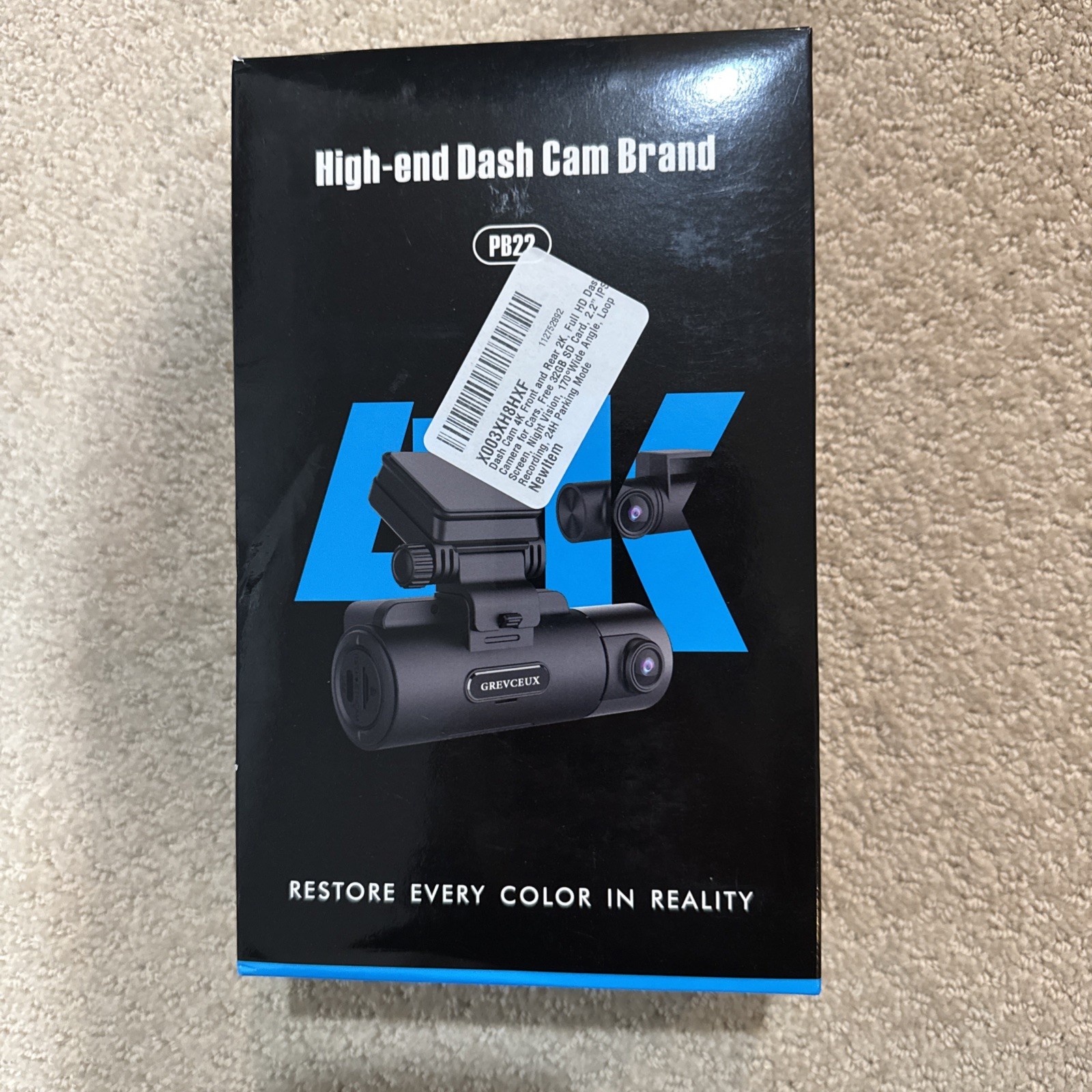 PB22 Dual Camera Dashcam Dash Cam, Front 4K+Rear 2K Loop-Recording G Sensor $123