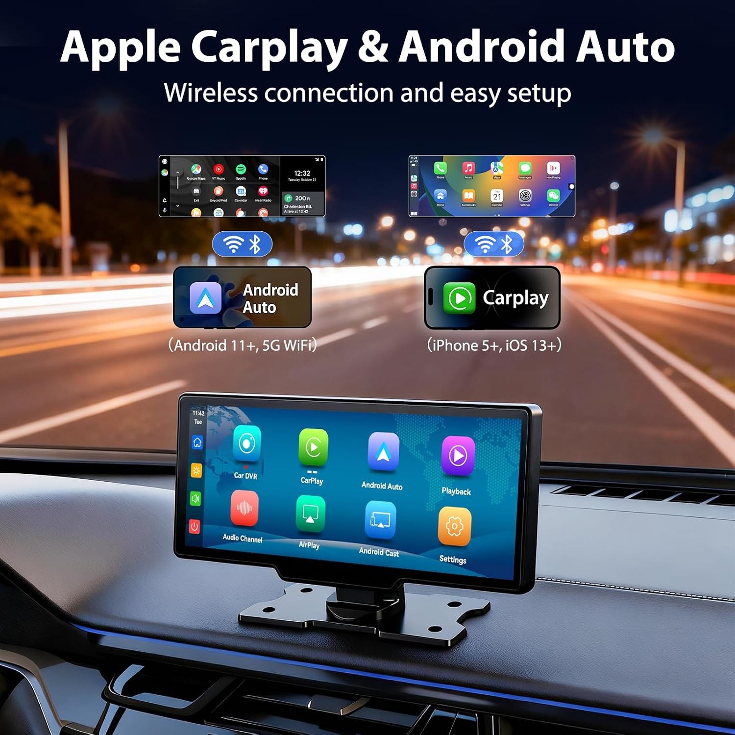 10.26in Wireless CarPlay Screen with 4K Dash Cam