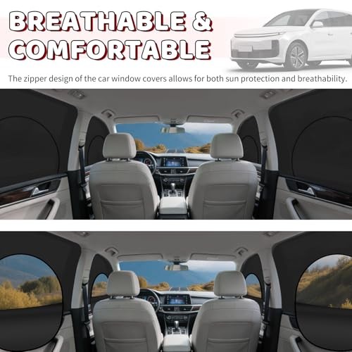 4PCS Front/Rear Car Window Shades for Side Window with Zipper,Breathable Mesh