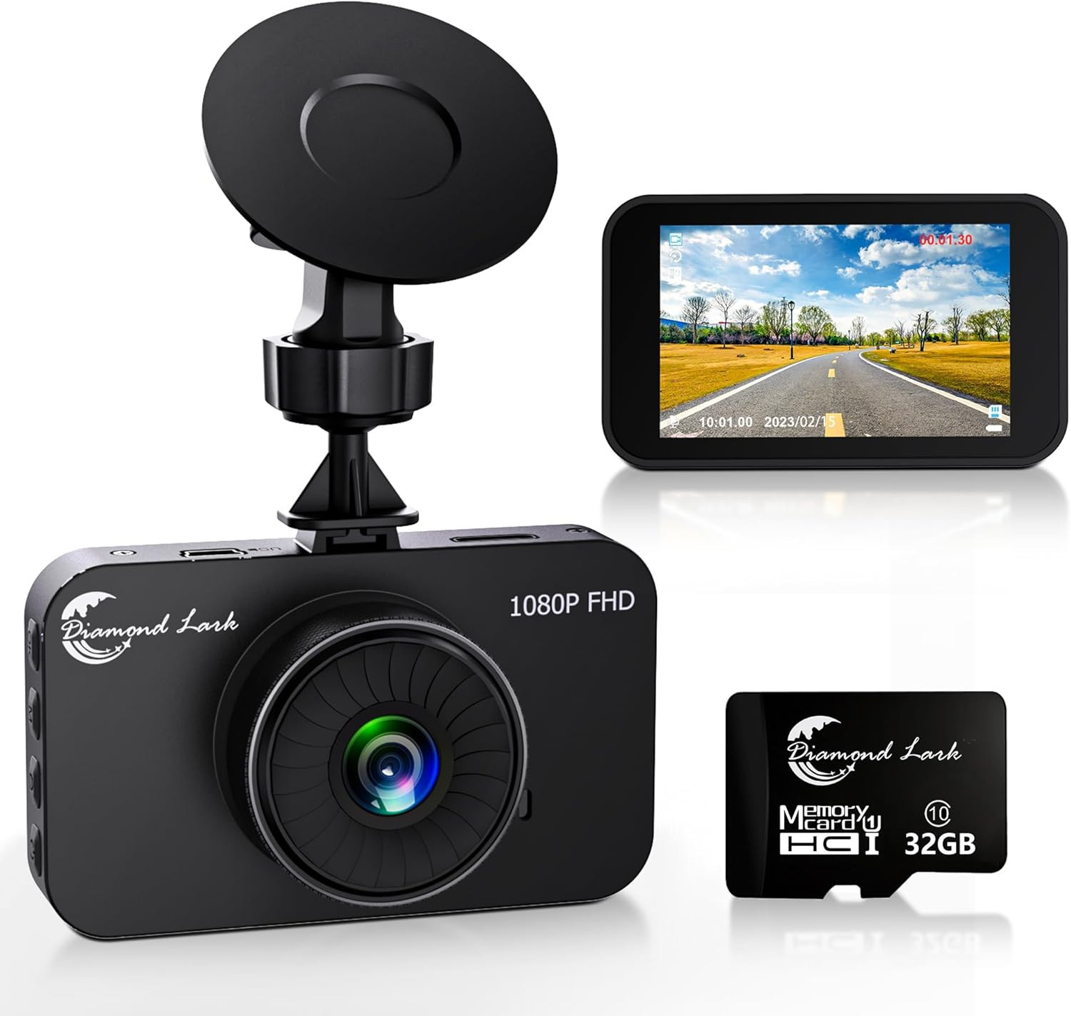 1080P Full HD Dash Camera for Cars, Dash Cam Front with 32G SD Card