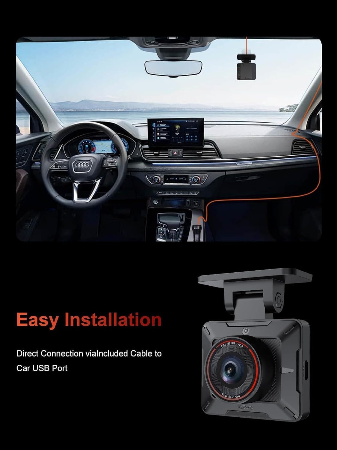 Compact 1080P Dash Cam with G-Sensor & Night Vision for All Vehicles
