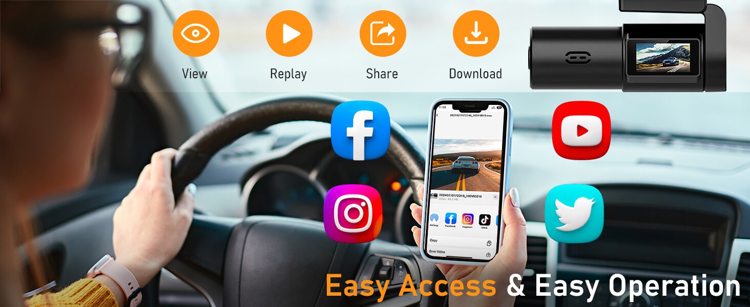 1080P Dash Cam Front View Car DVR Mini Camera WiFi Video Recorder Loop Recording