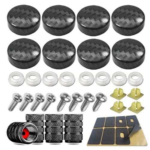 License Plate Screws -Carbon Fiber Pattern Plastic Car Screws with Carbon Caps