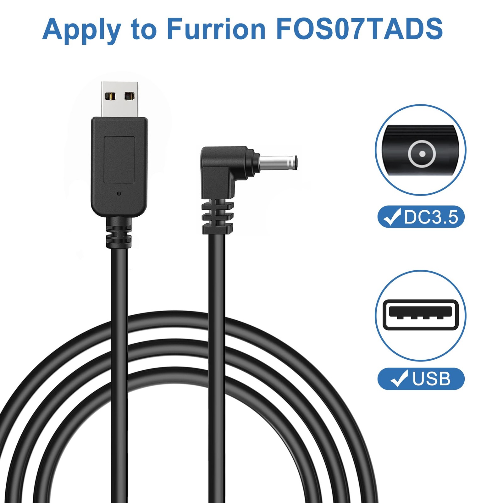 Car Charger Cable,USB to DC Cable for Furrion FOS07TADS Vision S Monitor