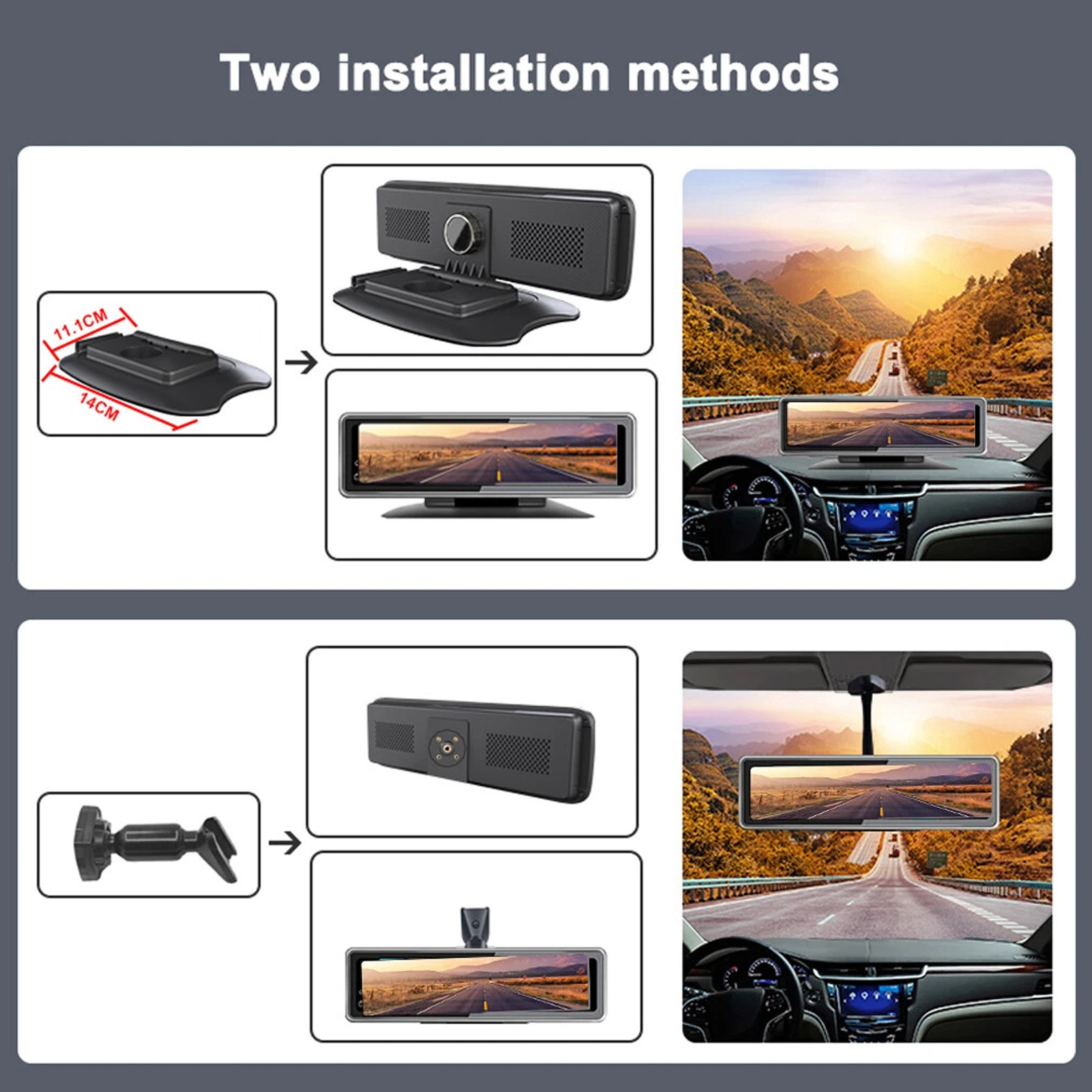 4 Channel RearView Mirror Dash Camera 4G LTE Remote View With Wifi Android 10