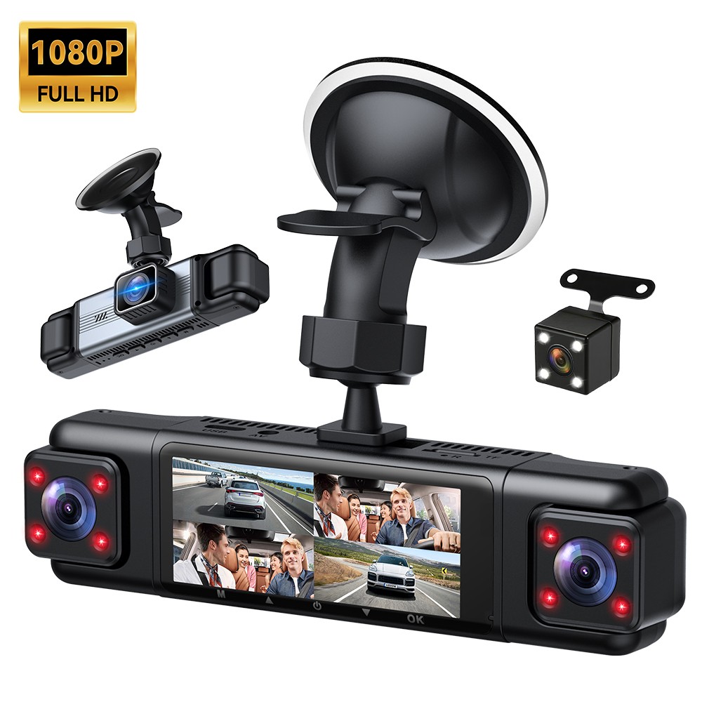 360 Degree View 4 Channel Dash Cam Front and Rear Inside Left Right, Dash Camera