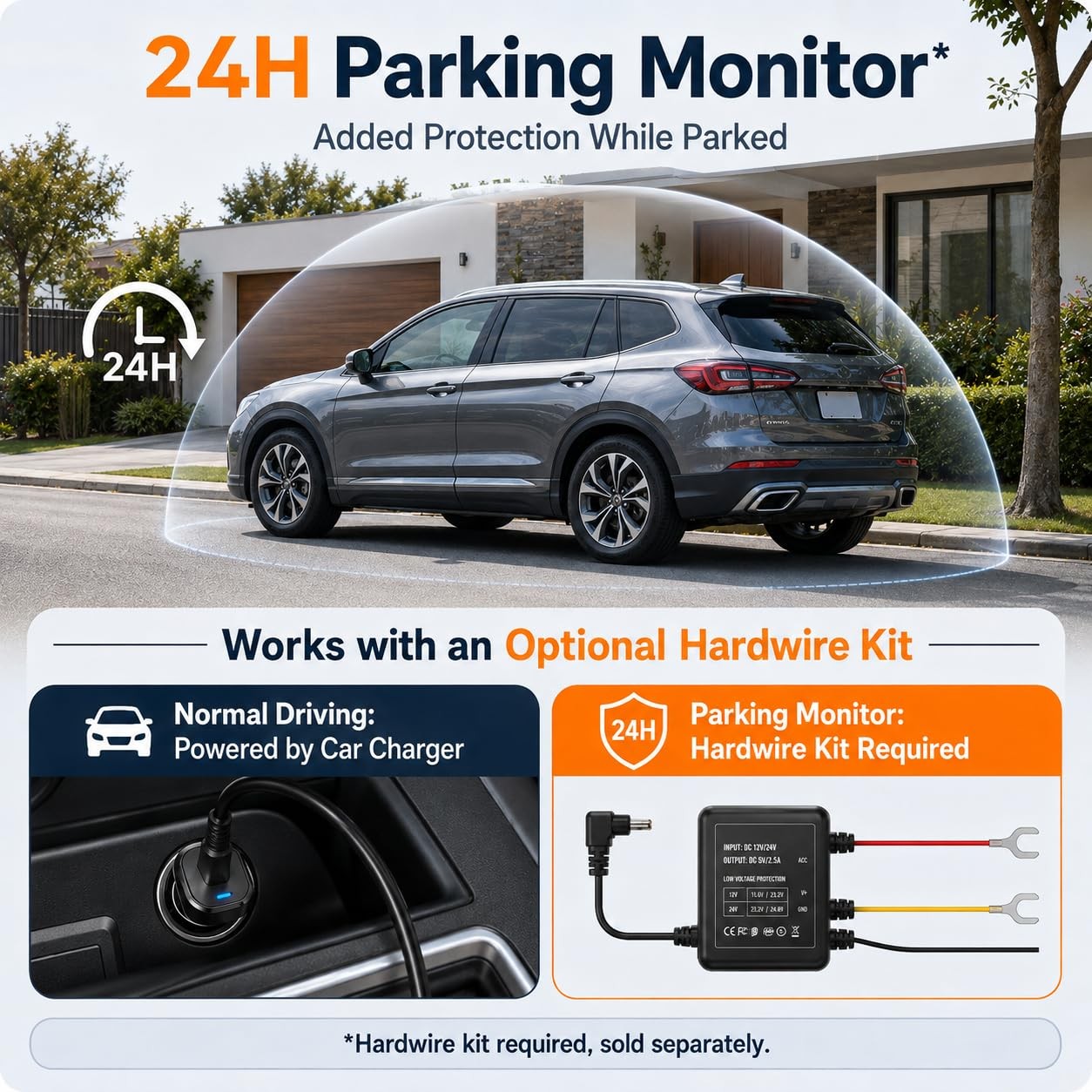 Dash Cam Front and Rear, 2.5K+1080P Dual Camera for Cars, 2″ IPS Screen