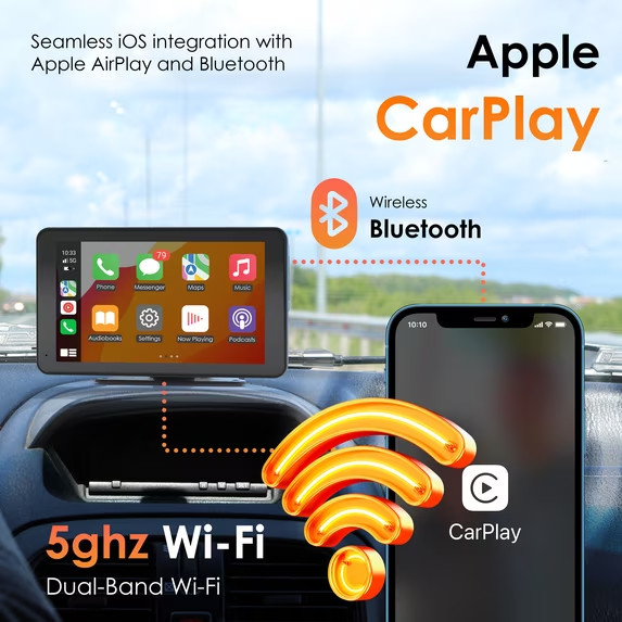 REXING CPDuo-7 4K Dual Dash Cam CarPlay Android Auto 7″ IPS Touch Screen New