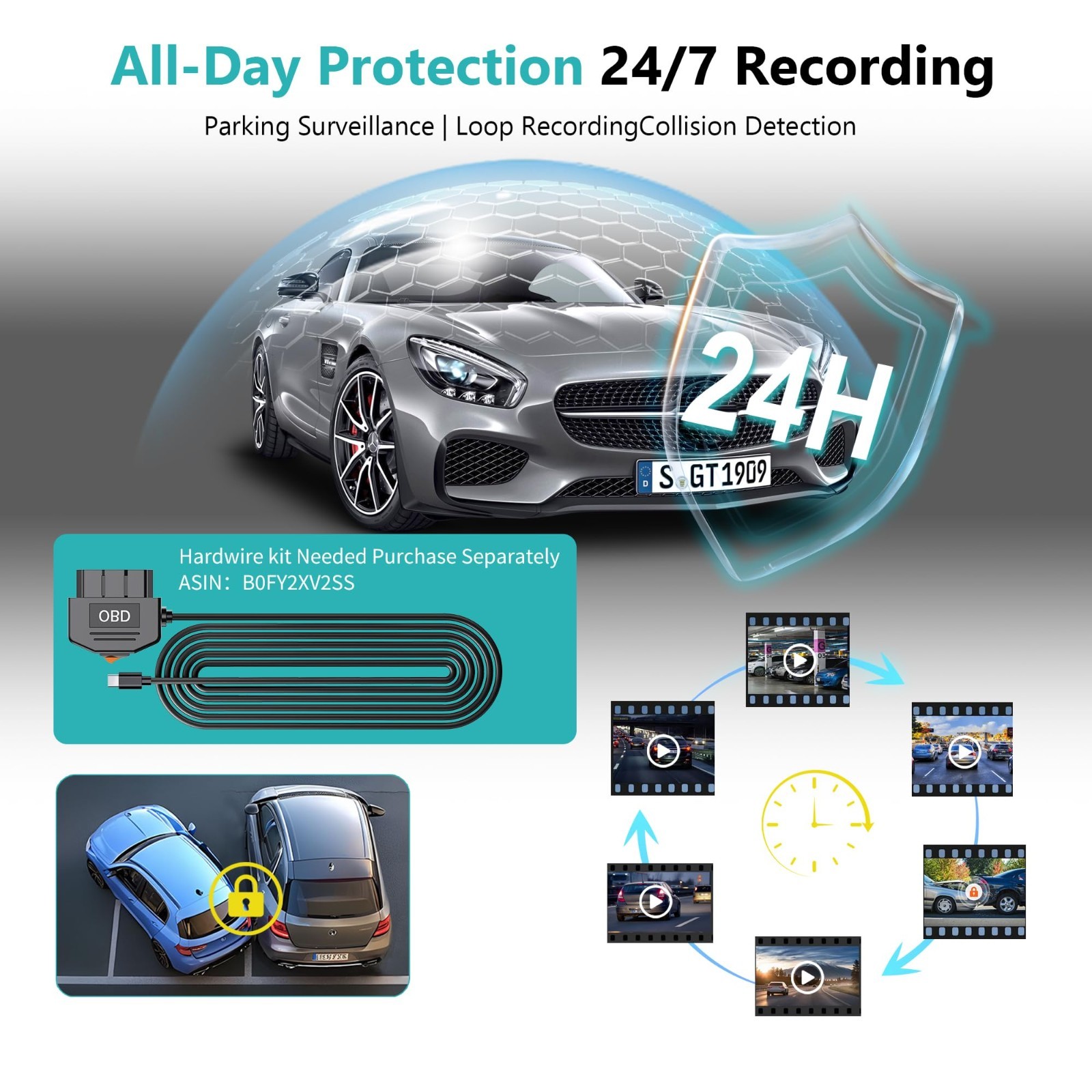 12″ 4K Rear View Mirror Dash Cam, Front & Rear Camera, Night Vision, WiFi, GPS,