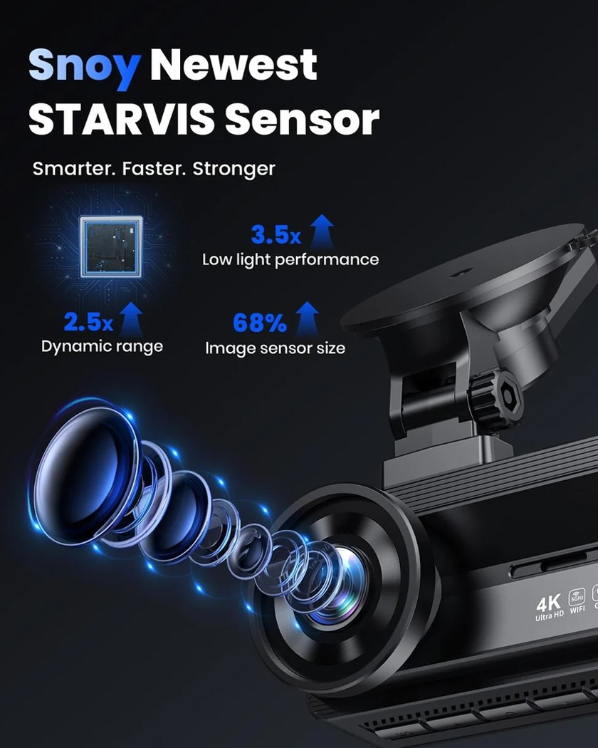 Coolcrazy N8 64GB Card 4K Dash Cam Front and Rear,Touch Screen,Loop Recording