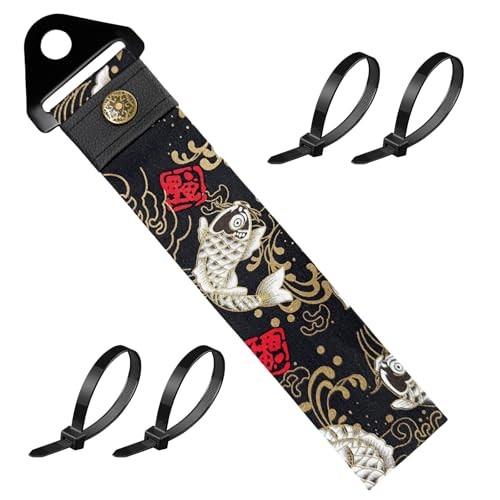 Racing Tow Strap, Car Modification JDM Sports Bumper Decorative Fishes Black