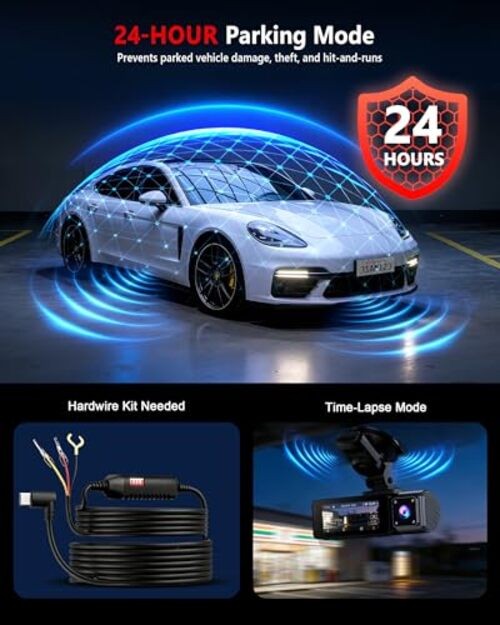 4K+2K+2K 3 Channel Dash Cam Front and Rear, 128GB Card Included, Dash Camera F9