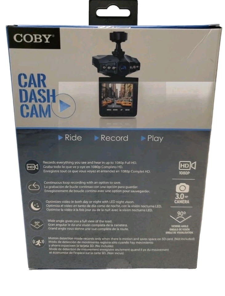 Coby Car Dash Cam 2.5″ Swivel Screen 1080p Night Vision Dashboard Camera