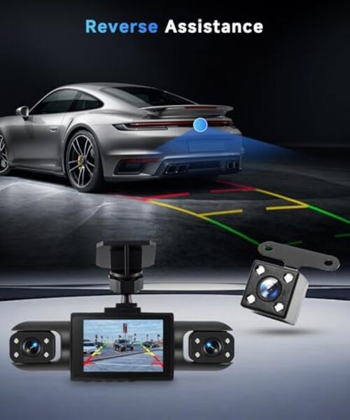 4 Channel 360° Dash Cam Front and Rear Inside Left Right, 2 Inch Dash Camera