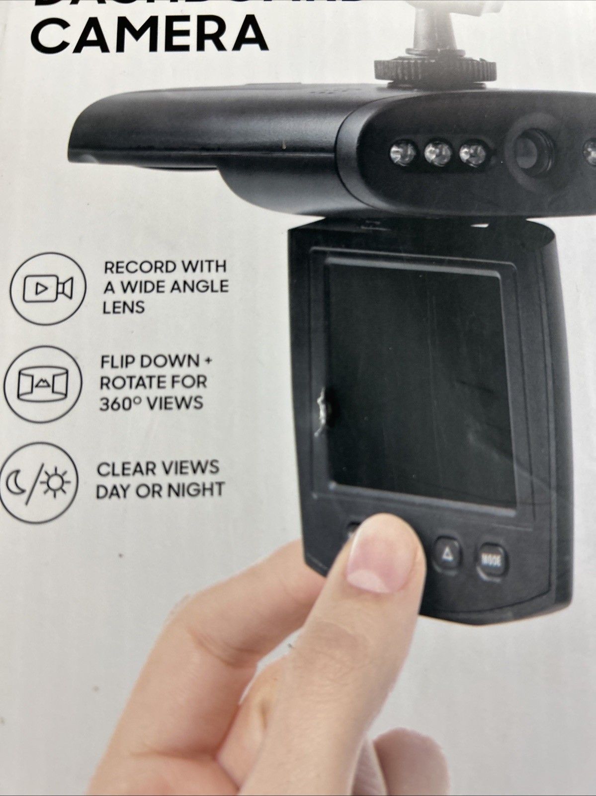 SHARPER IMAGE 720P Dashboard Camera Monitor 270 Deg Pivoting 2.4″ LCD Screen F39