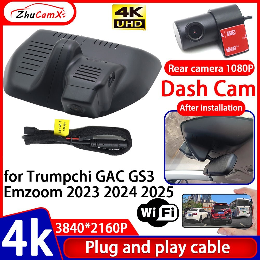 4K UHD 2160P Wifi DVR Dash Cam Camera for Trumpchi GAC GS3 Emzoom 2023 2024 2025