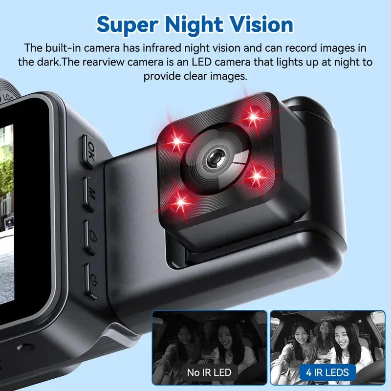 3 Channel WiFi Dash Cam 1080P Front Cabin Rear Camera Parking Monitor G-Sensor
