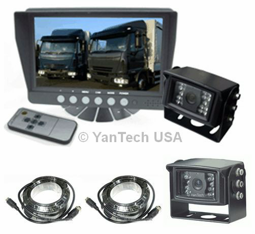 TWO CAMERA 7″ REAR VIEW BACKUP SYSTEM TRUCK TRAILER RV – TWO 120° CCD CAMERAS
