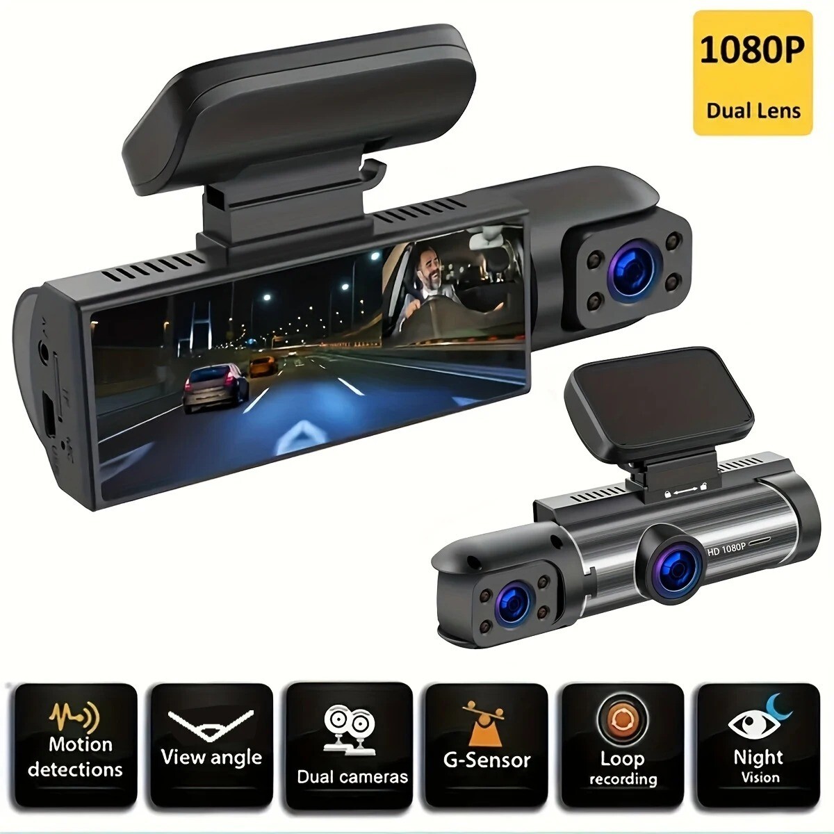 1080P dual camera Dash Cam for cars Front And Inside with memory 32GB
