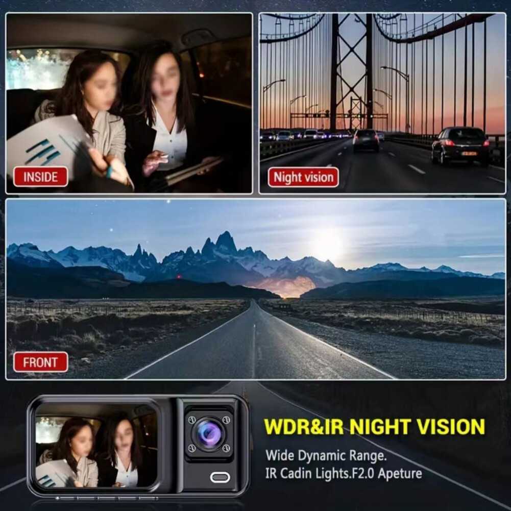 1080P DVR Dash Front & Inside & Rear Driving Recorder with 2 Q2D0