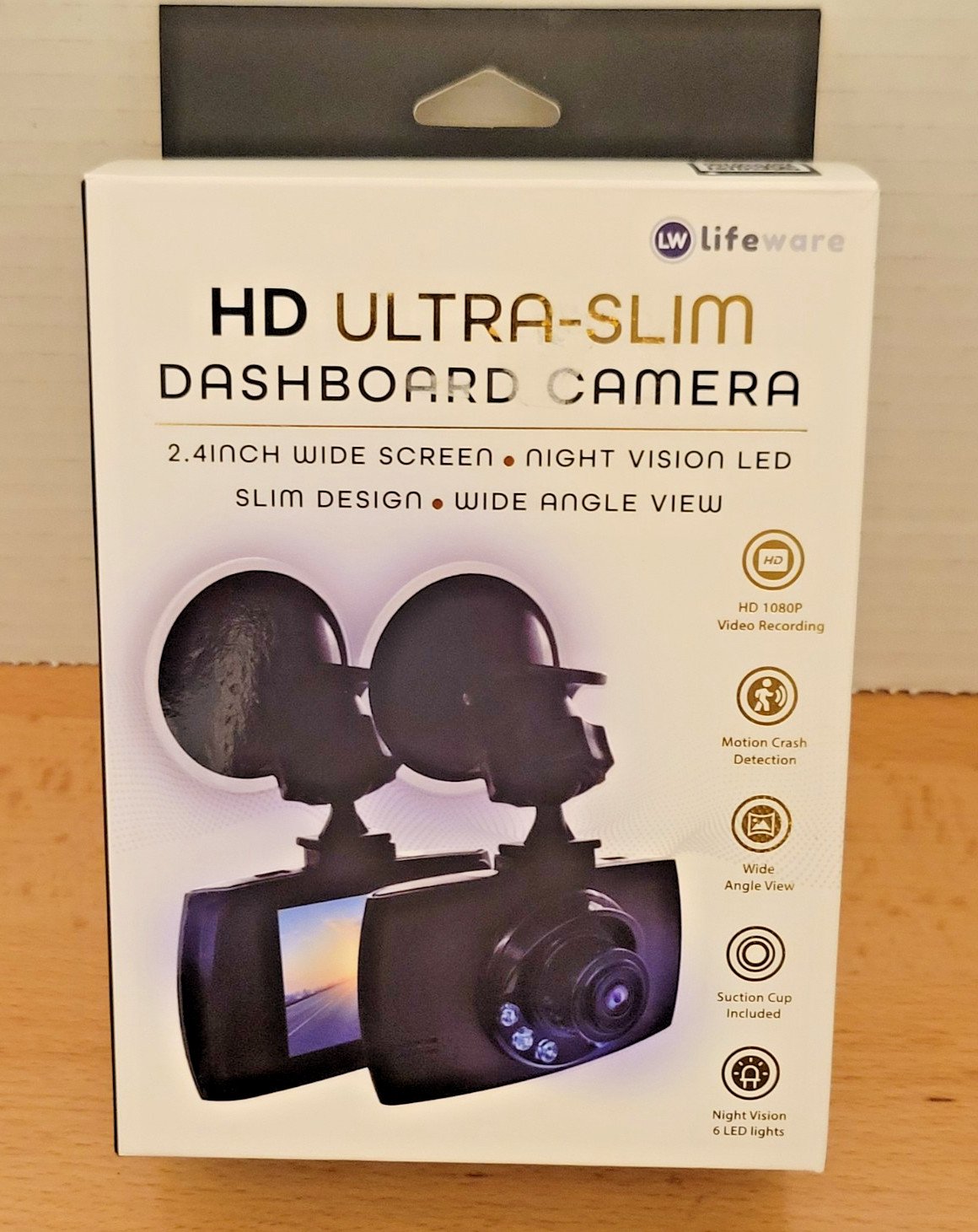 Lifeware Ultra Slim 1080p Dash Cam w/ 2.4″ Screen