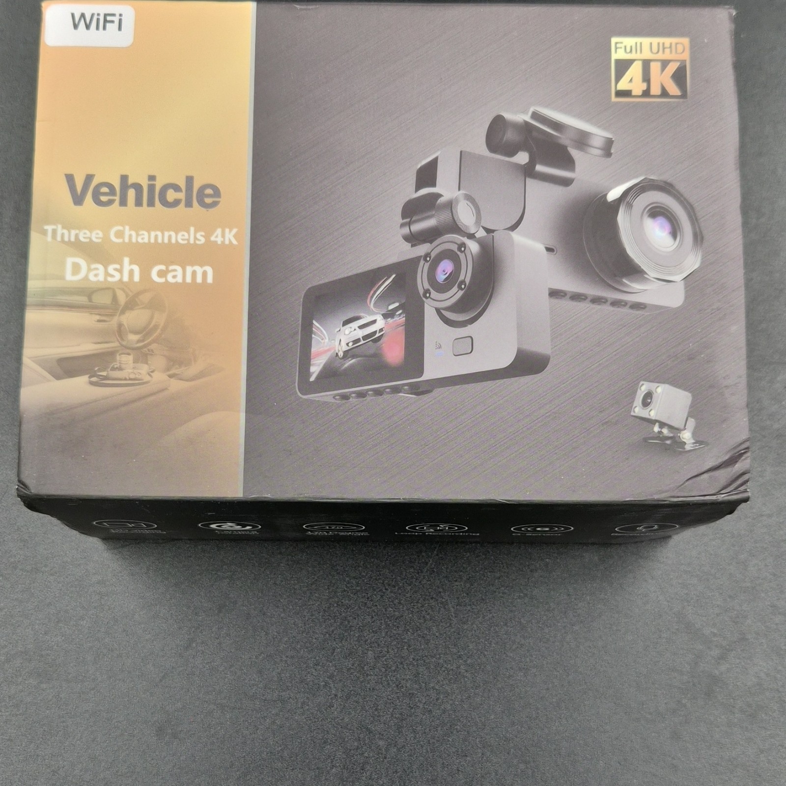 Dash Cam 4k HD Video 3 Channels WiFi