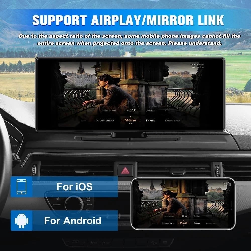 Portable Wireless CarPlay Screen for Car with 4K Dash Cam+1080P Backup Camera…