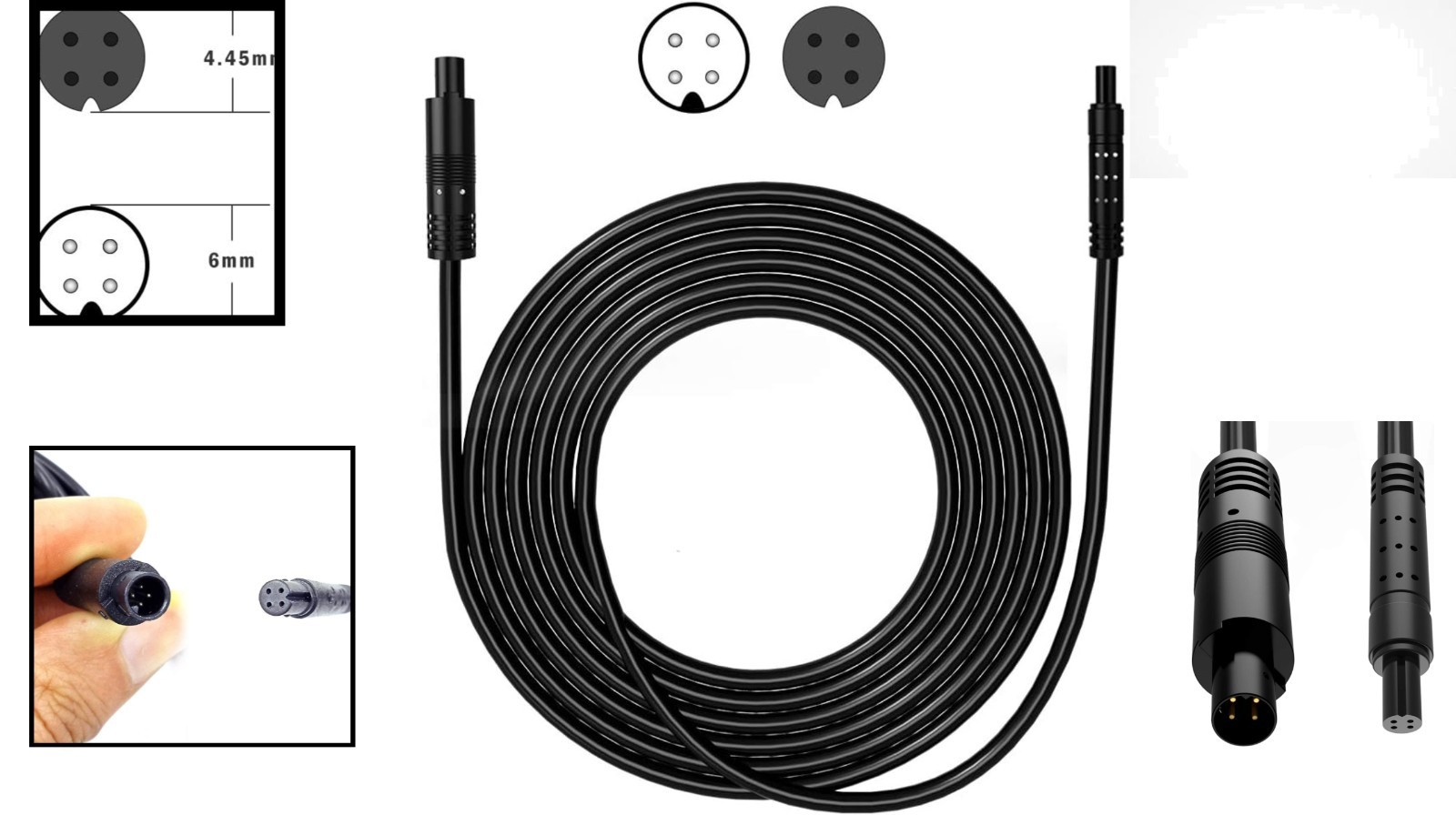 4-Pin 16.5 ft Backup Camera Extension Cord with Easy Plug-and-Play Installation