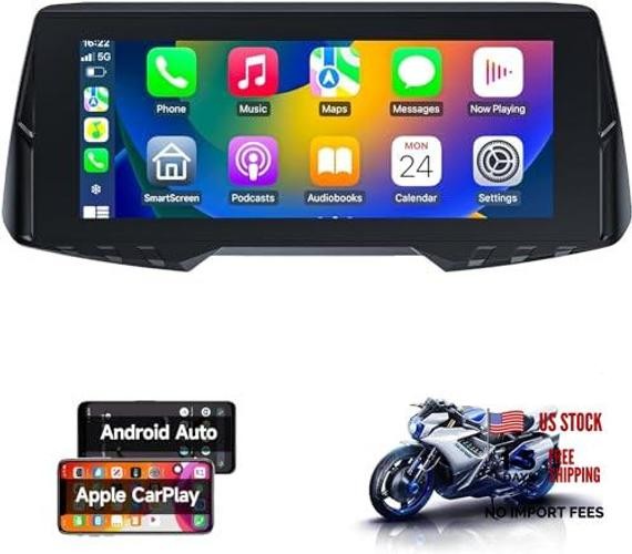 Motorcycle CarPlay with Dual Cameras ＆ TPMS, 6.86 Inch Wireless CarPlay ＆ Black