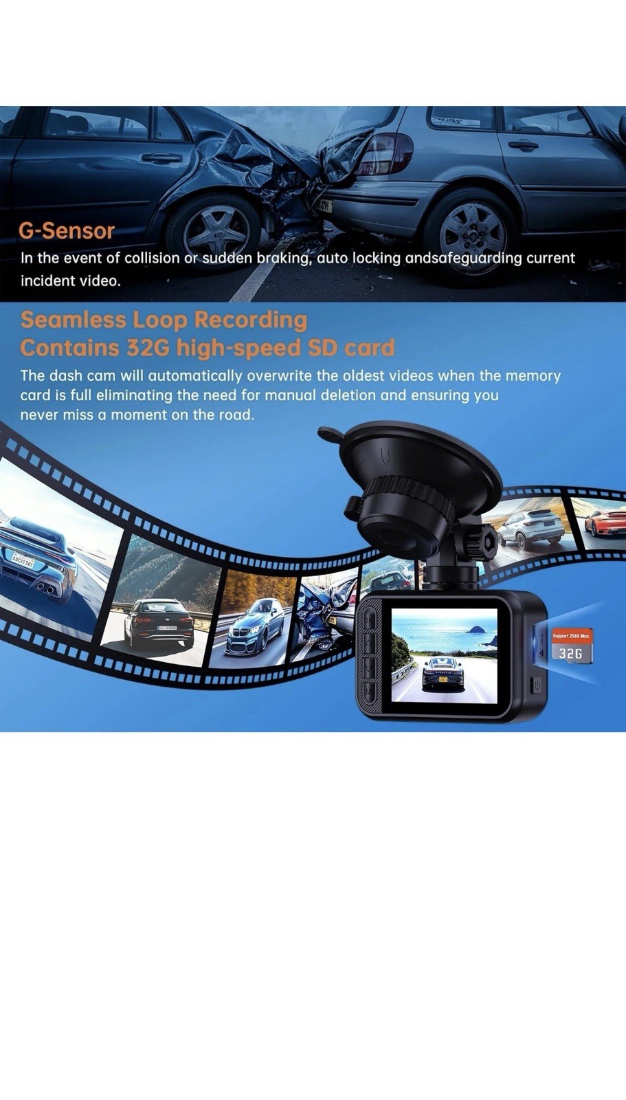 Superior 2.5K Front & Rear Dash Camera – WDR Night Vision