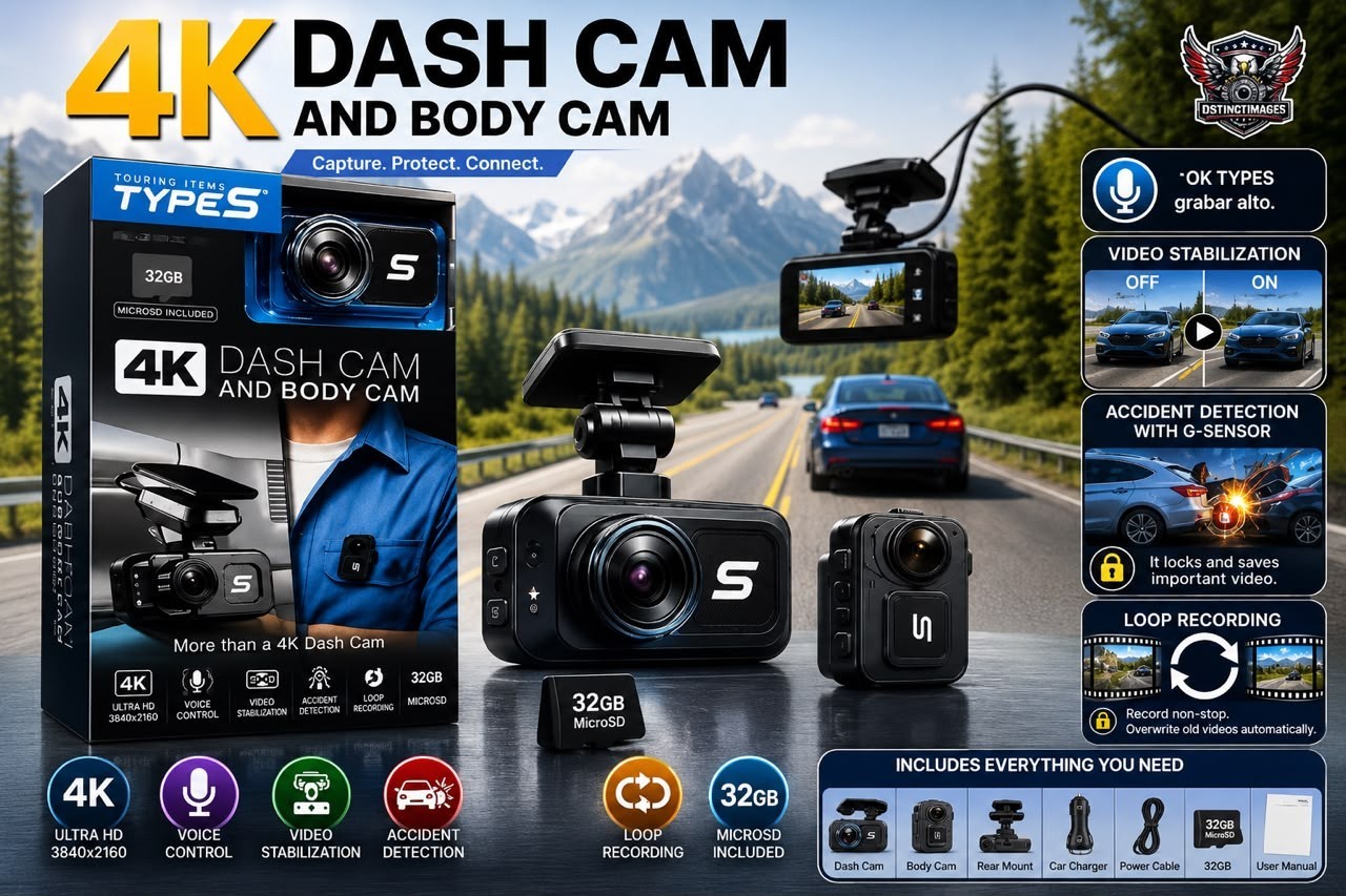 TYPE S Mini 4K Dash Cam & Body Camera Voice Control G-Sensor Loop Recording 32GB