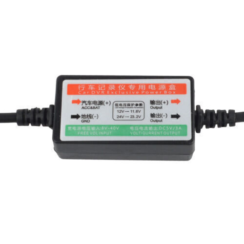 3m 12V to 5V Universal Mini USB Hard Wire Cable Kit Fuse for Car Dash Cam Video
