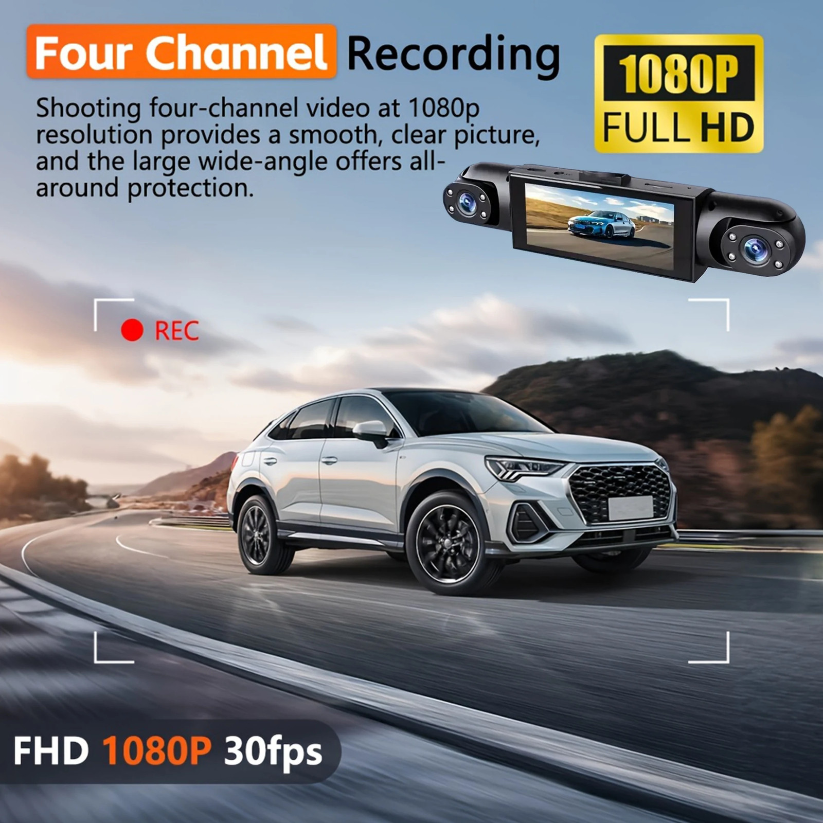 4 Channel Dash Cam 360° Car Video Recorder Black Box With Night Vision 24 7