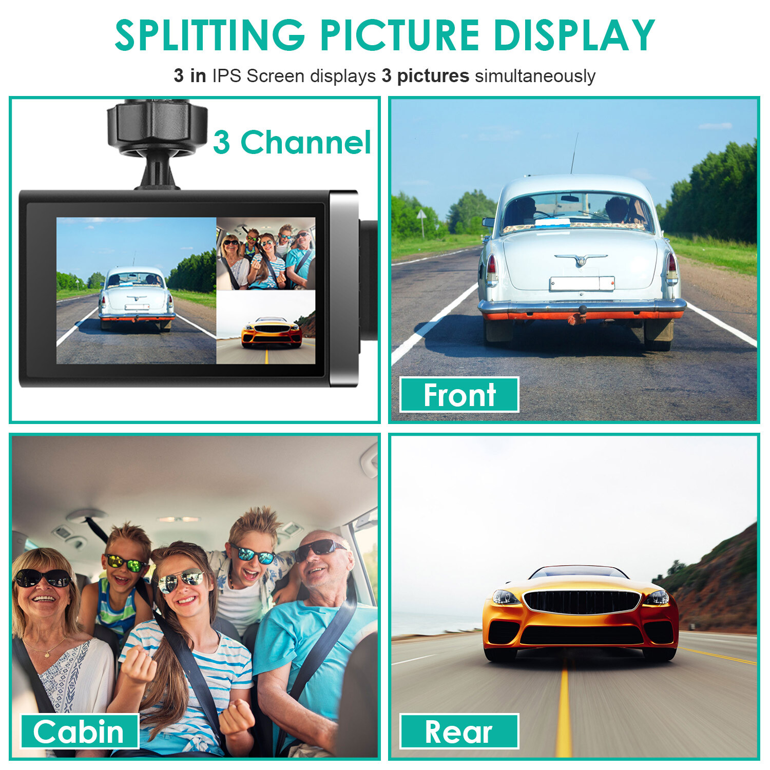 1080P 3 Lens Car DVR Dash Cam WIFI Video Recorder G-Sensor Front Rear Camera