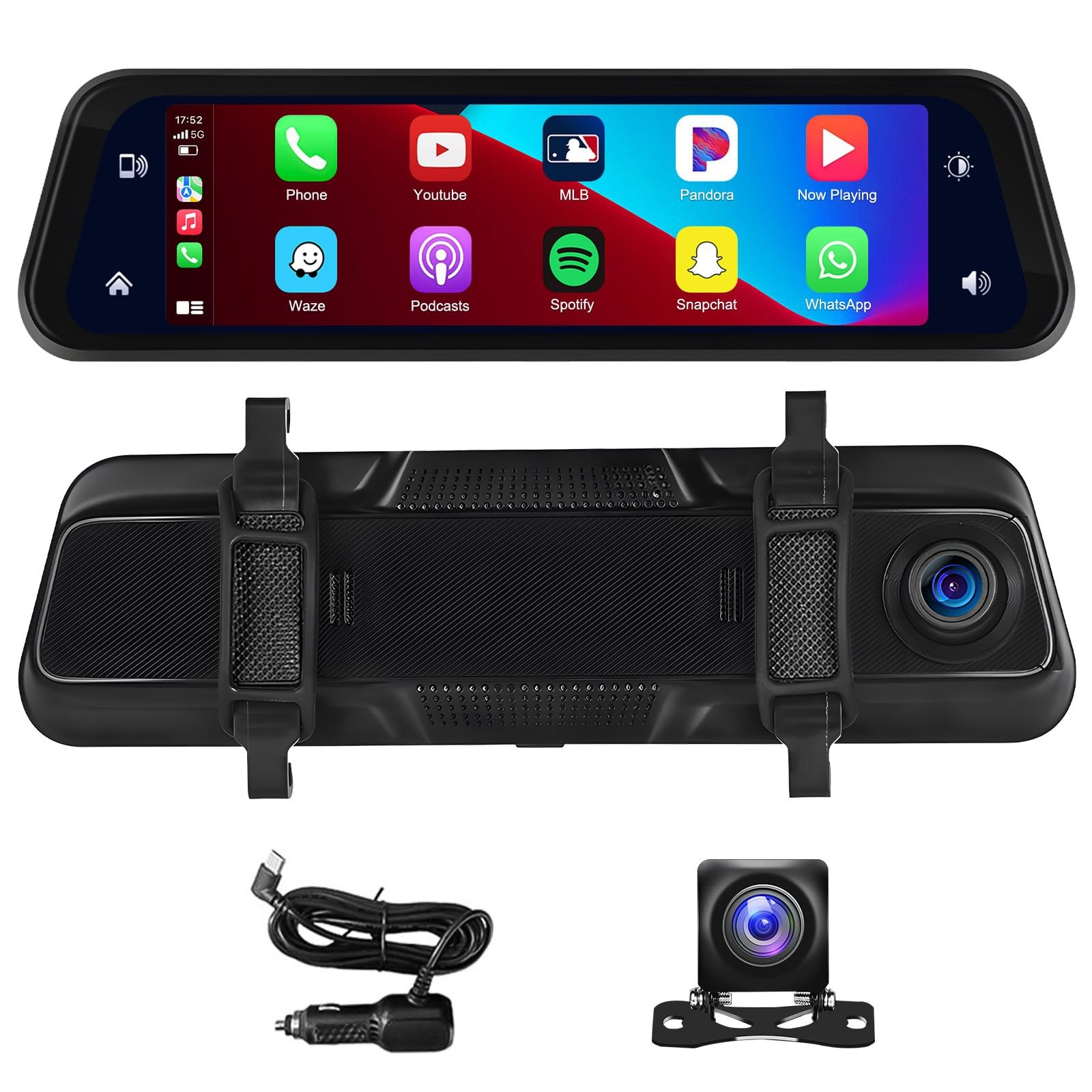 2.5K Rear View Mirror Dash Cam Backup Camera,in-Mirror Smart 9.66 Inch IPS To…