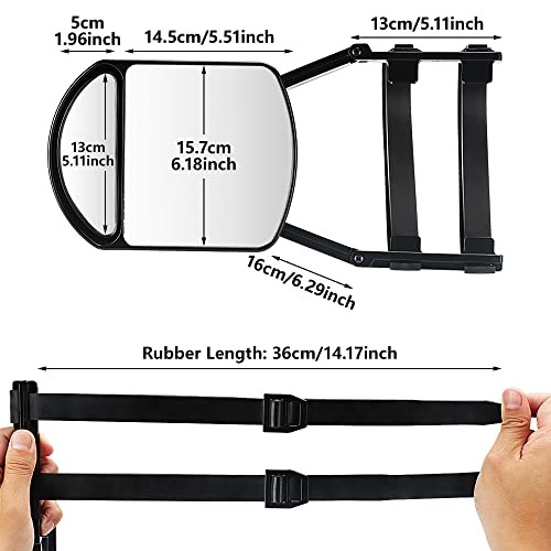 Universal Clip-on Towing Mirrors Extension Towing Flat and Convex Mirror-A