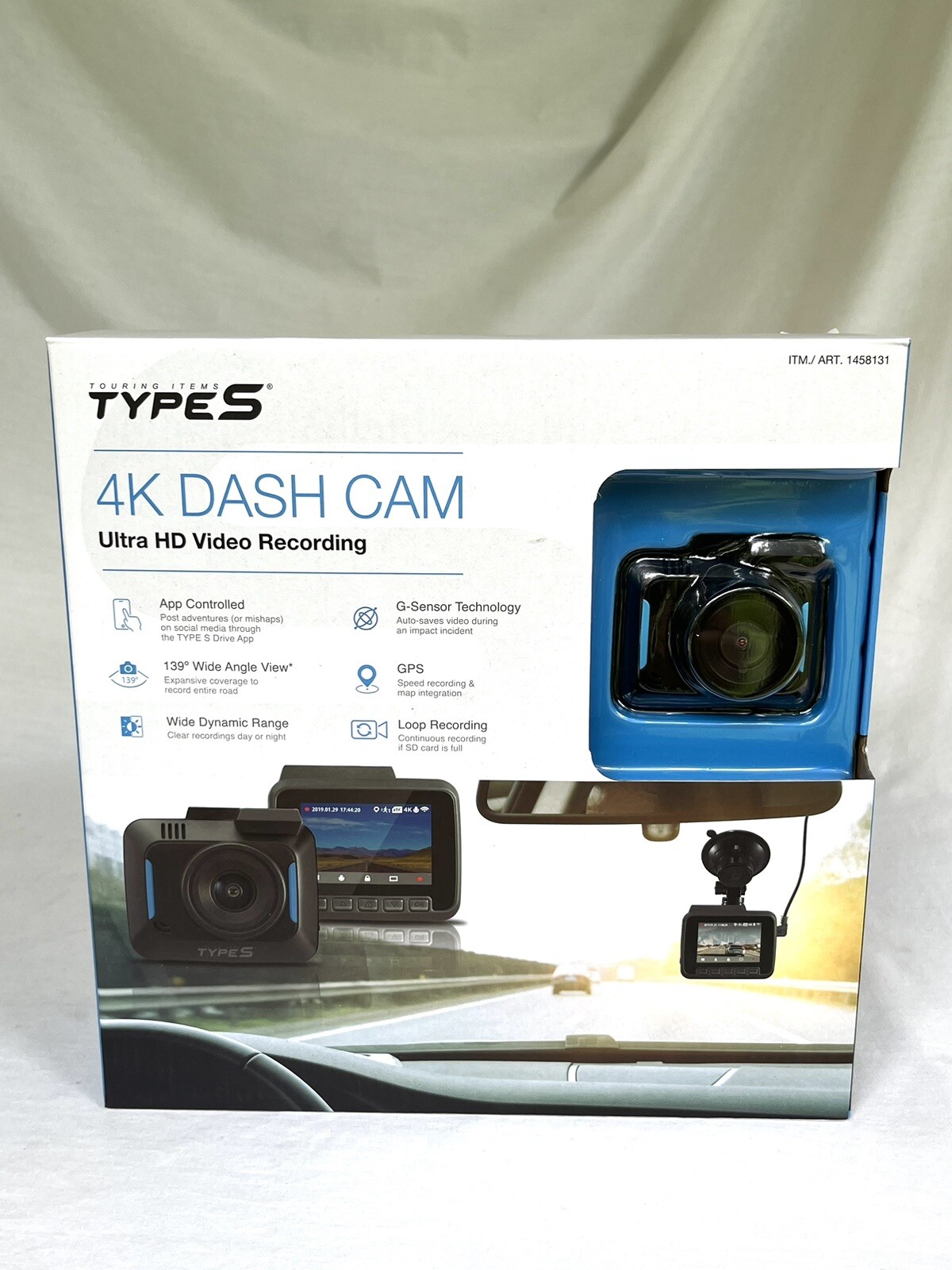 TypeS 4K Dash Cam Ultra HD Video Recording – Item No. 1458131 – NEW SEALED