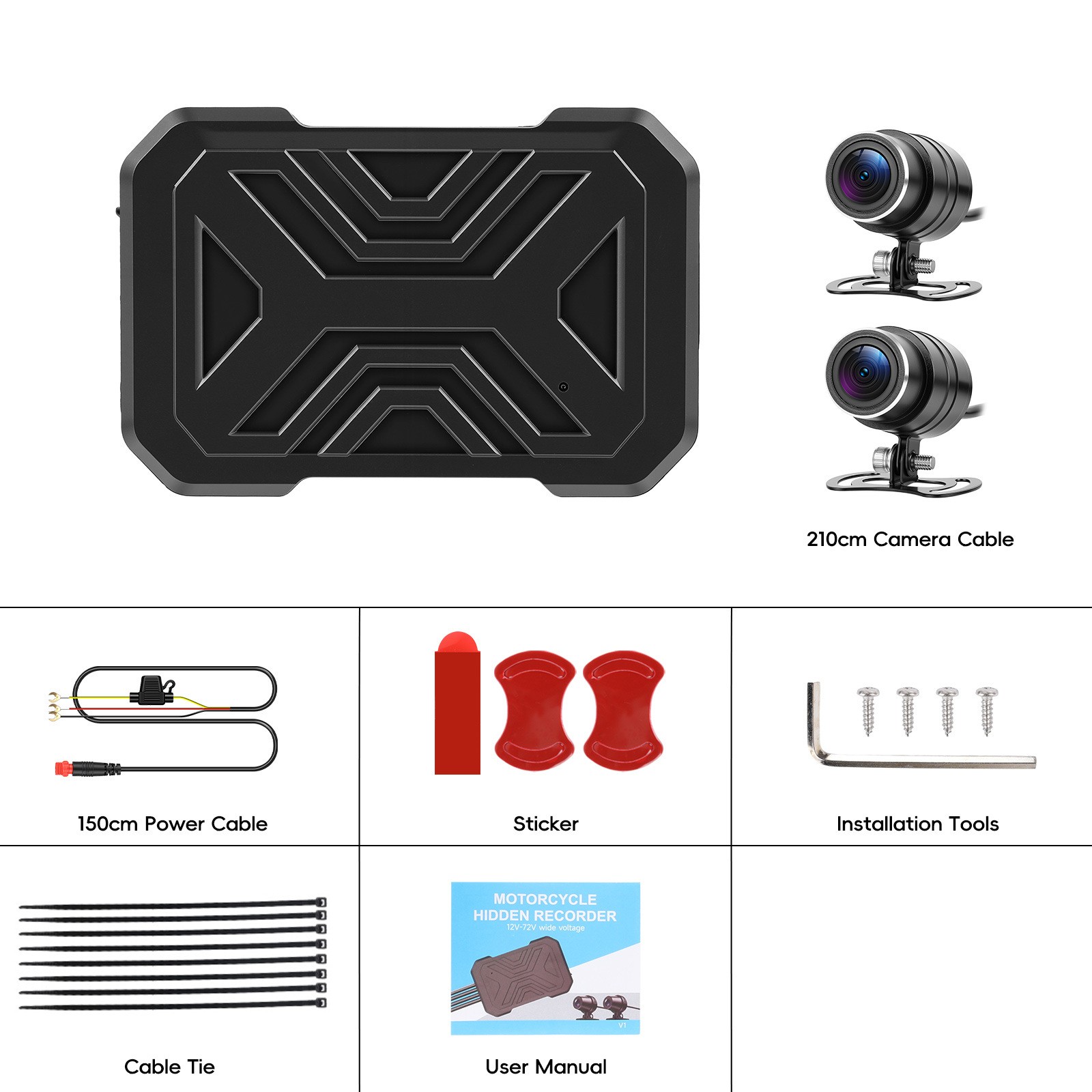 1080P HD Screenless Hidden Motorcycle Dash Cam Mini Riding Recorder