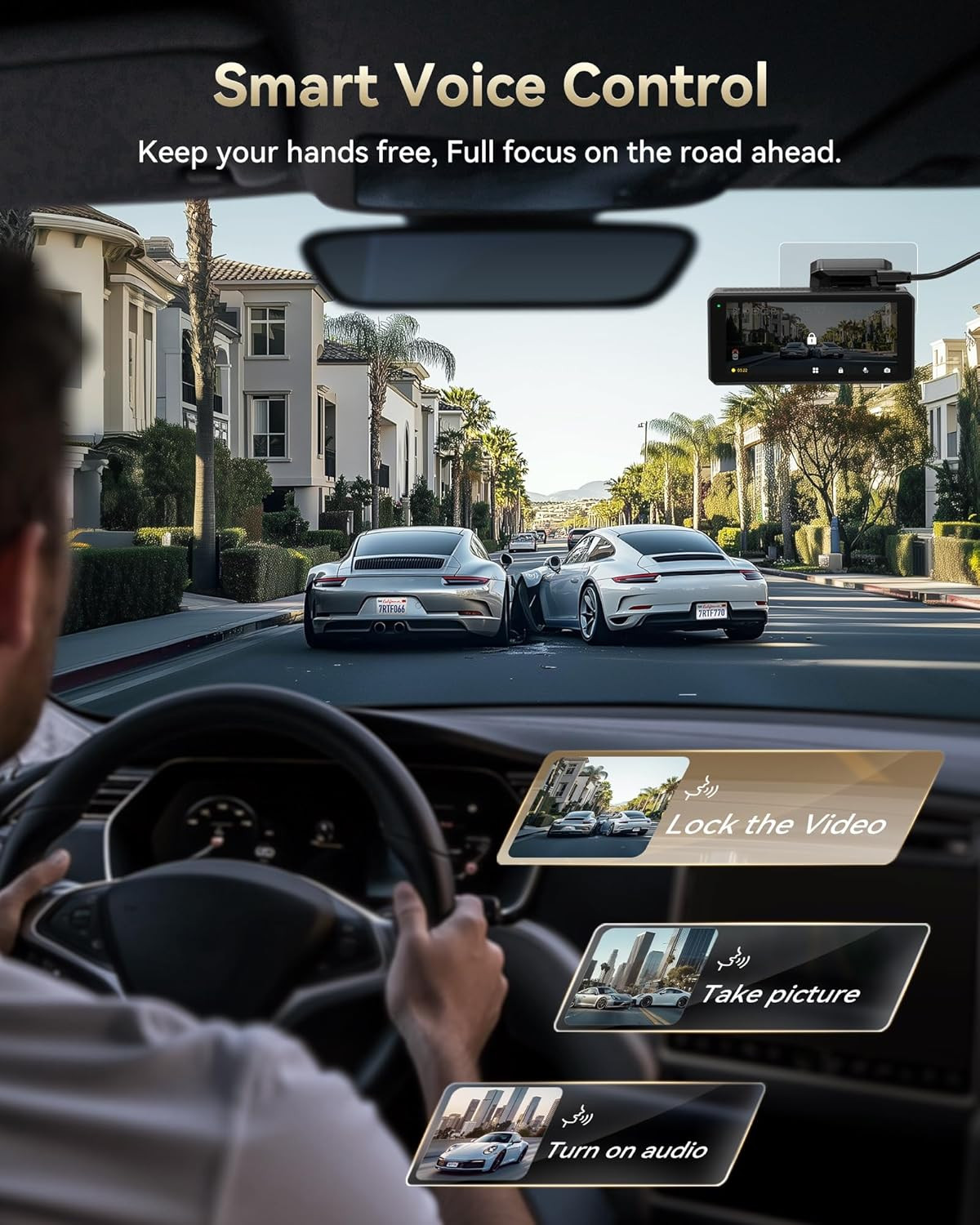 Dual 4K Dash Cam with 256GB Emmc, STARVIS 2 IMX678 Front and Rear Dash Camera wi