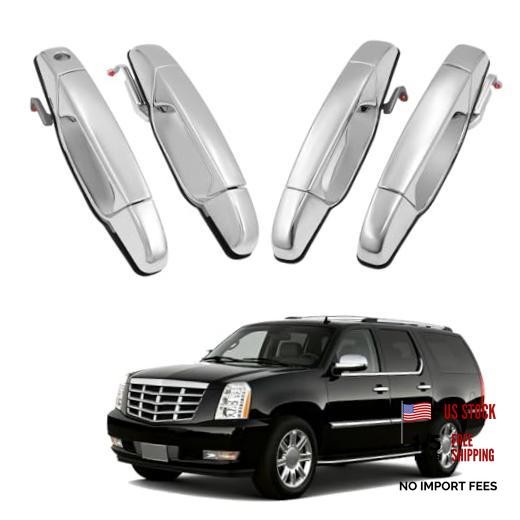 Front Rear Driver & Passenger Exterior Door Handles Compatible with Chrome