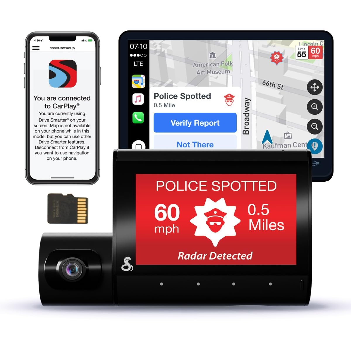 Cobra Smart Dual View Front Cabin Dash Cam SC 220C QHD
