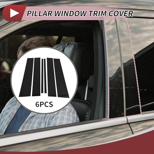 6 Pcs Door Pillar Window Trim for Nissan Armada 2004-2015 Front Rear Left Black