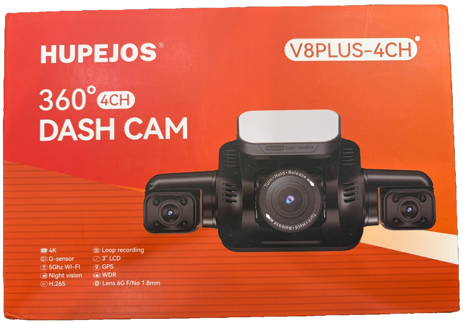 HUPEJOS 4K 360 dash cam (V8PLUS-4CH)